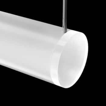 FLiRD Satijn -Basic- een industrieel hang LED buislamp verwerkt in een Ø40 mm tot aan Ø90 mm Satijn buis detail voeding